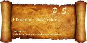 Pfemeter Sándor névjegykártya